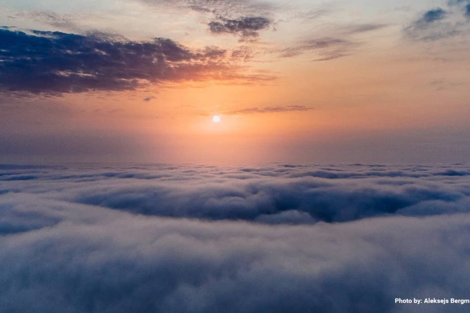 A sunrise as seen above the clouds