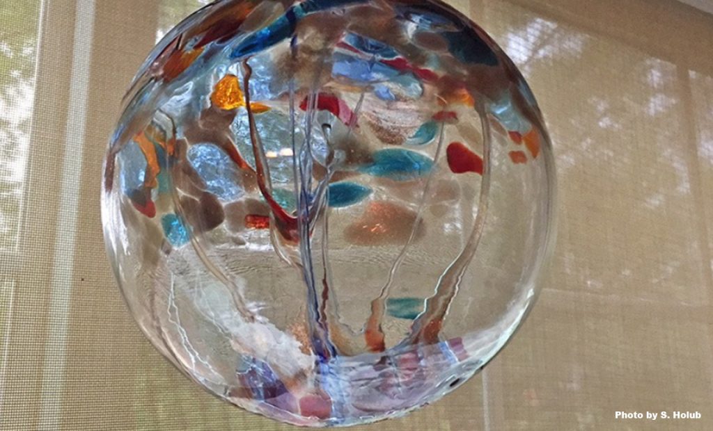 hand blown multicolor glass ball
