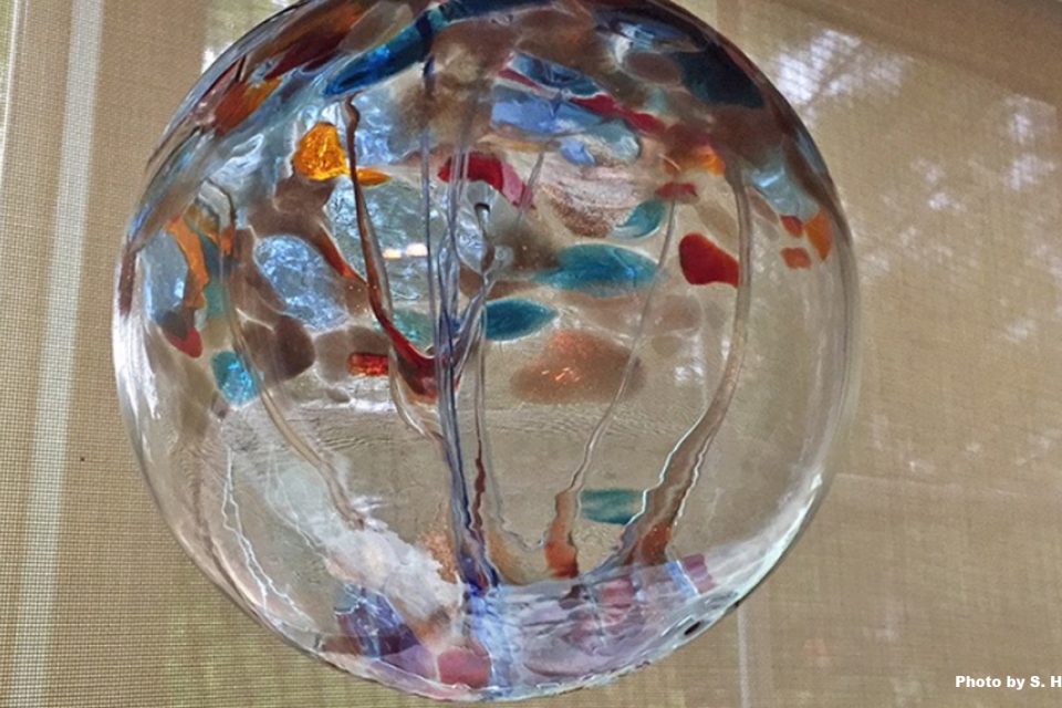 hand blown multicolor glass ball