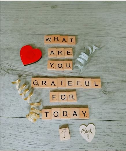 Scrabble tiles saying What are you grateful for today?